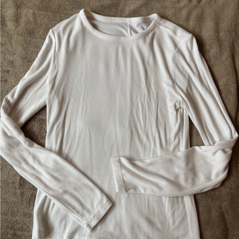 nuuds white slinky rib long sleeve top